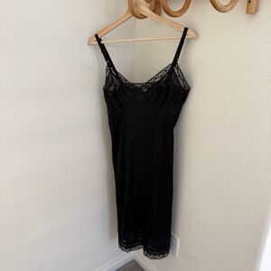 VINTAGE 90s Y2K movie star Black lace slip dress lingerie size M grunge goth